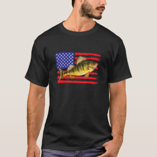 Fånga mer Gult per USA flagga Gult Perch Fis T Shirt