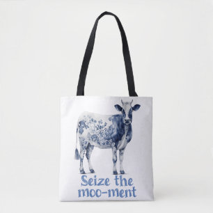 "Fånga Moo-ögonblicket" Anpassad monogram Tygkasse