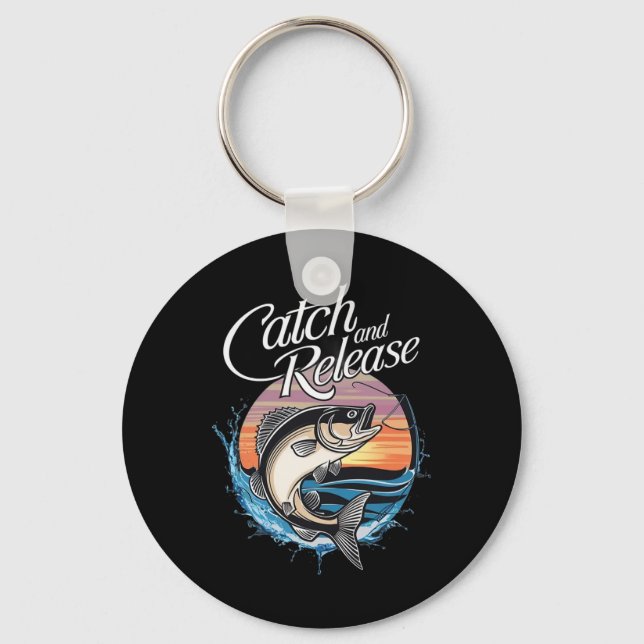 Fånga Och Släppa Ut Fisk Solnedgångsfiske  Nyckelring (Framsida)