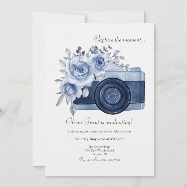 Fånga Ögonblicket Blå Inbjudan (Framsida)