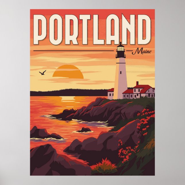 Fånga Portlands mentalitet, Maine Lighthouse Poster (Framsidan)