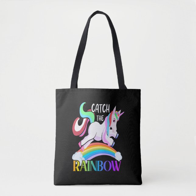 Fånga regnbågen - Unicorn-design Tygkasse (Framsida)