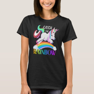 Fånga regnbågens enhörningsdesign t shirt