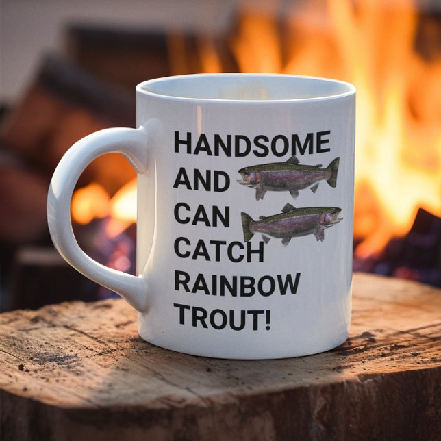 Fånga regnbågsfiske kaffemugg (Funny Rainbow Trout Fishing Mug. Fishing gifts for fly fishing stream fishing, lakes.)