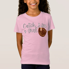 Fånga som en tjej baseboll glitter t shirt