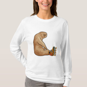 Fånga som infogad skater med textbundna skal t shirt