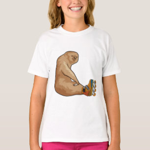 Fånga som infogad skater med textbundna skal t shirt