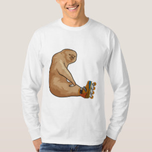 Fånga som infogad skater med textbundna skal t shirt