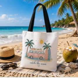 Fånga vågen sommarstrand tote bag tygkasse