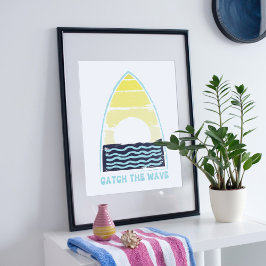 Fånga vågen. Summertime-design. Poster