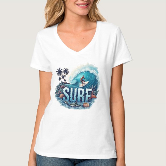Fånga vågens överfång t shirt (Framsida)