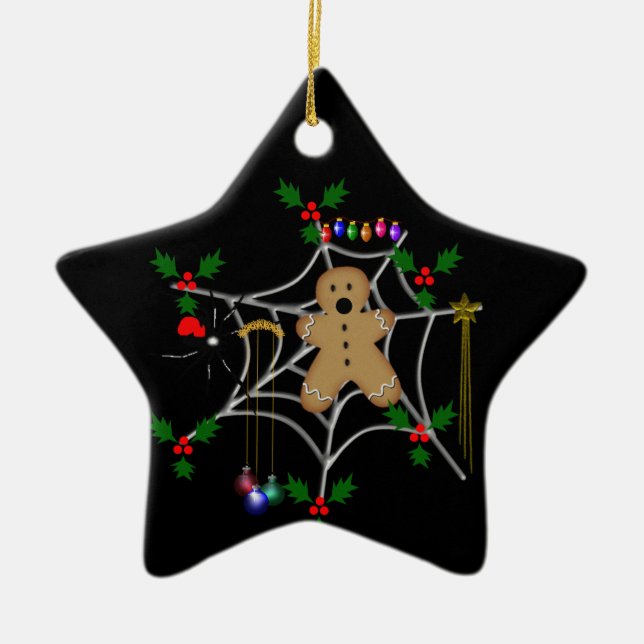 Fångad pepparkaka julgransprydnad keramik (Framsidan)