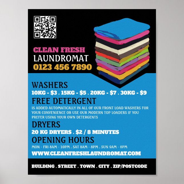 Fängade kläder, lumpromat, Städning service Poster (Framsidan)