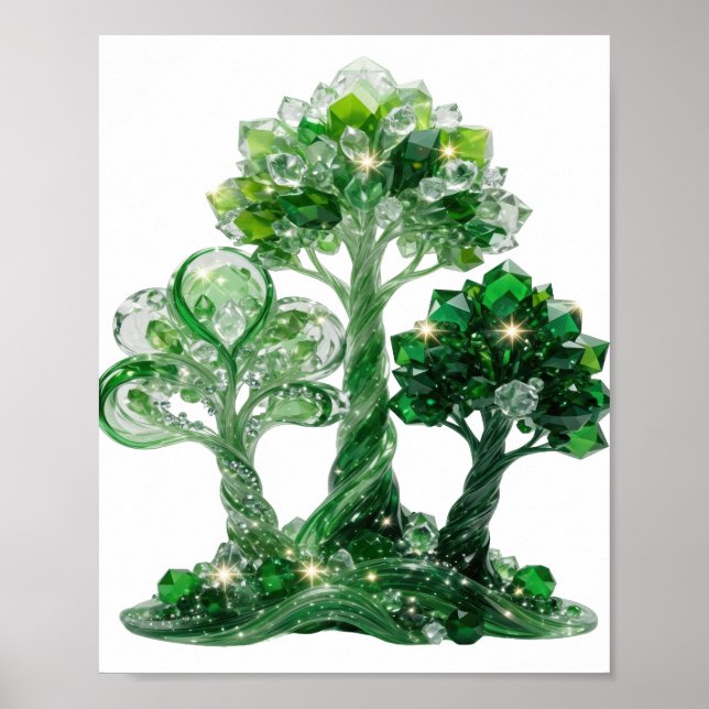 Fångande grön GRÖN EMERALD-SMYCKES TRÄD Poster (Framsidan)