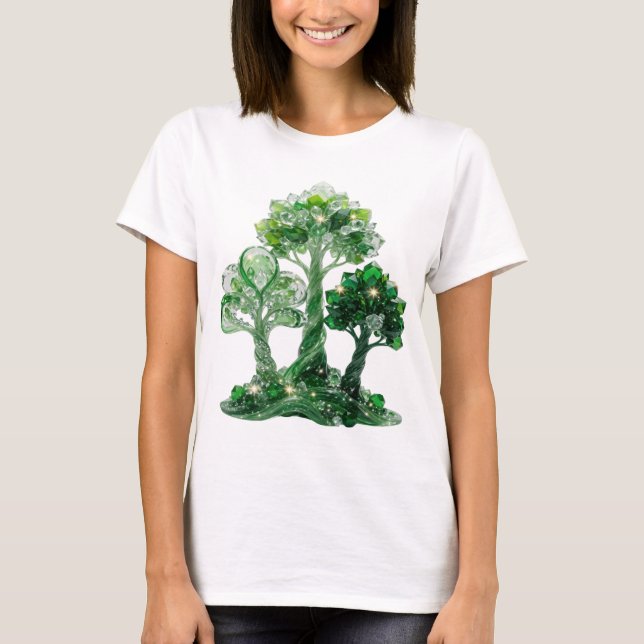 Fångande grön GRÖN EMERALD-SMYCKES TRÄD T Shirt (Framsida)
