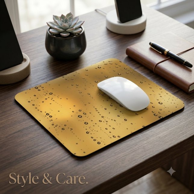 Fångande gyllene texturerad regndroppe-musmatta musmatta (Eye Catching Golden Textured Raindrop Mouse Pad)