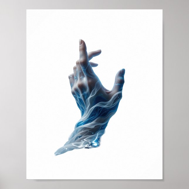 Fångande silver WATER MAGIC slogan design Poster (Framsidan)