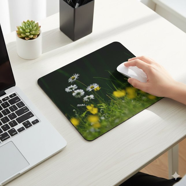 Fångande tusenskönsblomma musmattor för kontoret C (Eye Catching Daisy Flower Mouse Pad for Office Comfort)