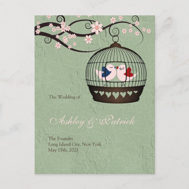 Fångar i Bröllopsprogrammet Kärlek Meddelande Vykort (Framsida)