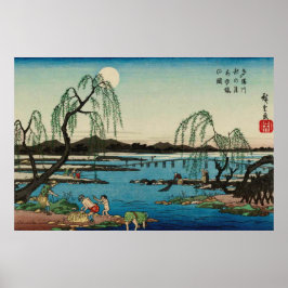 Fångar Sweetfish Tama River Utagawa Hiroshige Poster