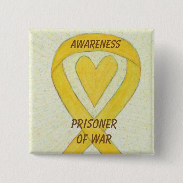 Fångare i Krig (POW) Awareness Heart Ribbon Pin Knapp (Framsida)
