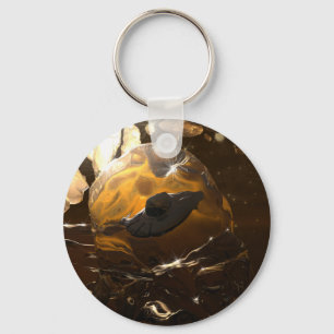 Fångat i bärnstensfärgade Keychain Nyckelring