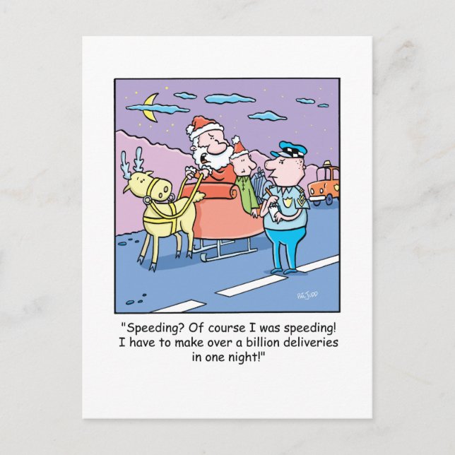 Fångat rusa för jultecknad Santa Helg Vykort (Framsida)