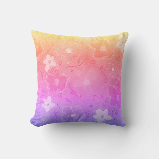 Fängda färgade blommor kudde (Framsida)