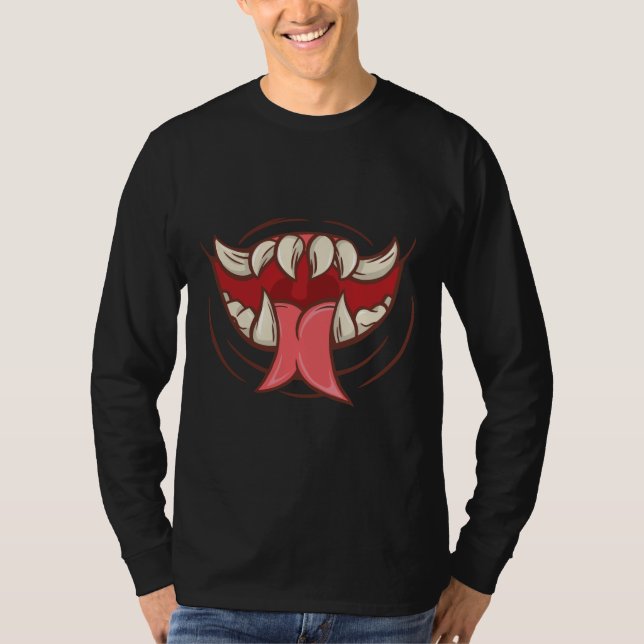 Fanged Monster Mouth T Shirt (Framsida)