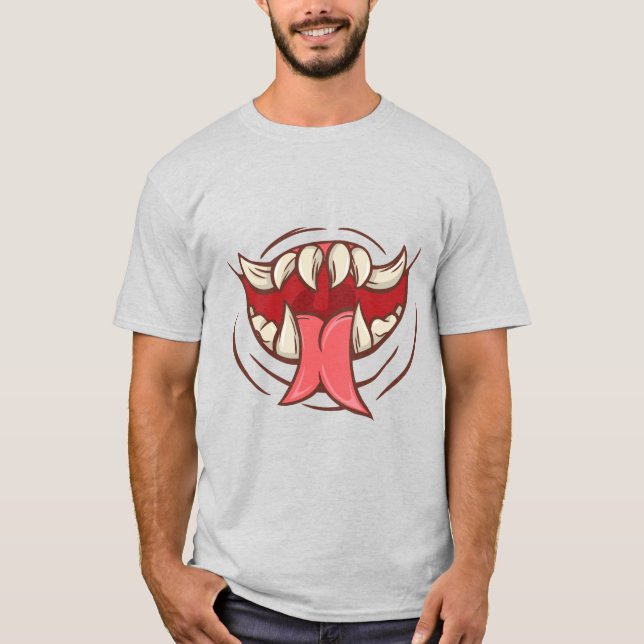 Fanged Monster Mouth T Shirt (Framsida)