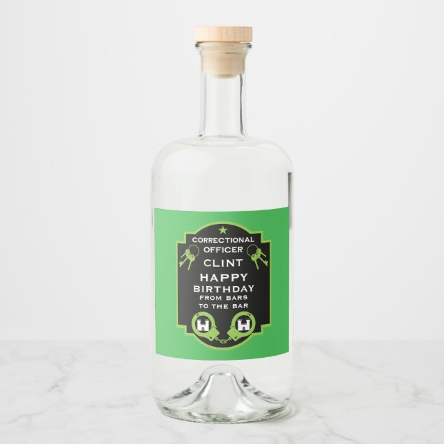 Fängelseansvarig födelsedag spritflaskor etikett (Framsida)