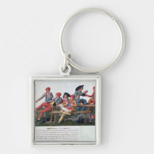 Fängelsedomstol av 2 & 3 September, 1792 Fyrkantig Silverfärgad Nyckelring