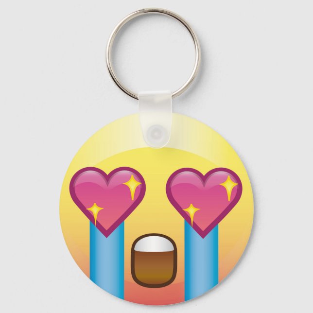 Fangirl Excting Gråtande Kärlek Lycklig Emoji Keyc Nyckelring (Framsida)
