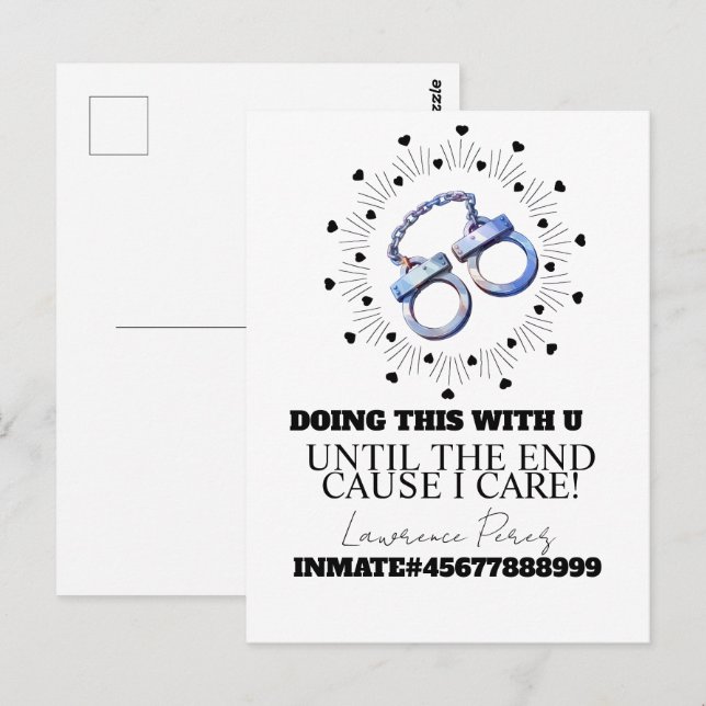 Fångkort Lång Distans Avsitter Tid Handbojor Vykort (Fram/baksida)