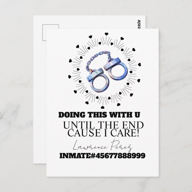 Fångkort Lång Distans Avtjänar Straff Handbojor Vykort (Fram/baksida)