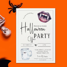 Fangs and Mugg Halloween Office Party Roligt Team Inbjudningar