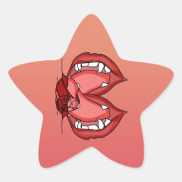 Fangs oblezed: A Vampire's Fierce Expression Stjärnformat Klistermärke