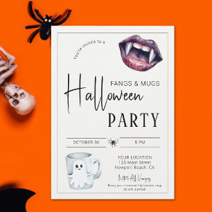 Fangs och Mugg Halloween fest Vampires Spider Roli Inbjudningar