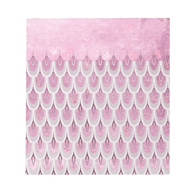 Fångskalor i Shiny Rosa Glitter Sjöjungfru  Anteckningsblock (Framsida)
