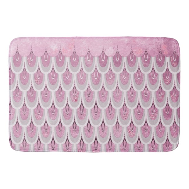 Fångskalor i Shiny Rosa Glitter Sjöjungfru  Badrumsmatta (Framsidan)
