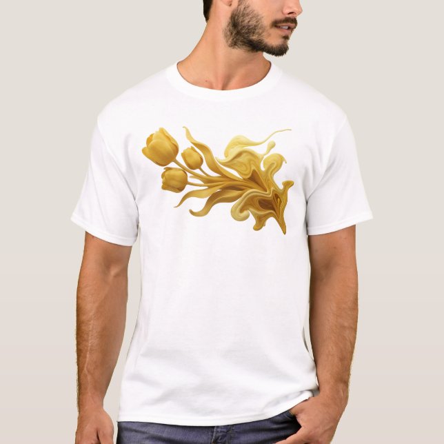 Fängslande ABSTRAKT BLOMMA Konstsmycke T Shirt (Framsida)