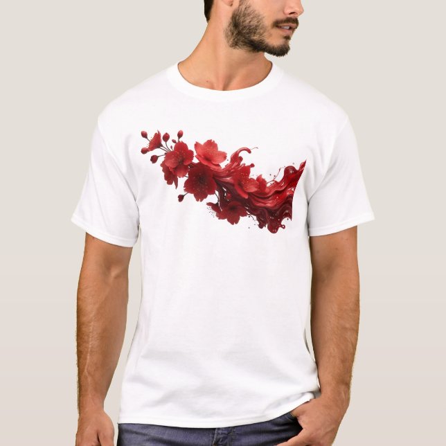 Fängslande ABSTRAKT BLOMMAMotiv T Shirt (Framsida)