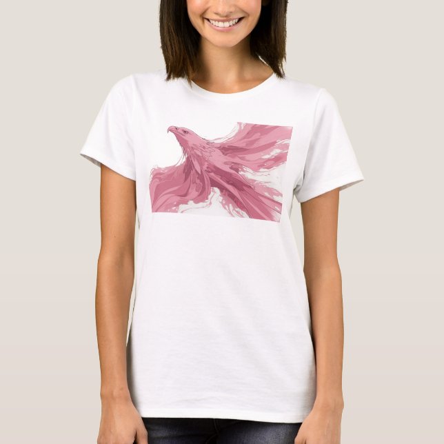 Fängslande abstrakt grafisk design med rosa örn t shirt (Framsida)