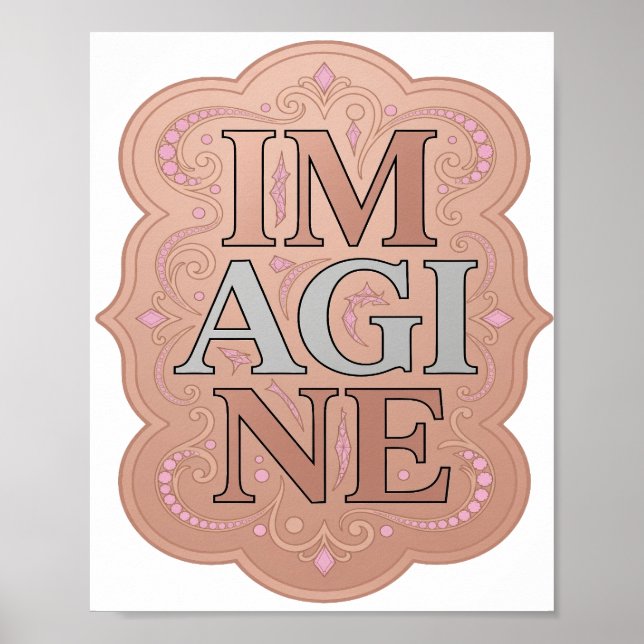 Fängslande grå IMAGINE konstnärligt motiv Poster (Framsidan)
