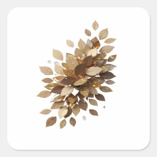 Fängslande guld GYLLENE BLAD Vinylstil Fyrkantigt Klistermärke