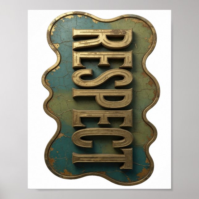 Fängslande guld RESPEKT Modern design Poster (Framsidan)