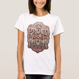 Fängslande guld STOLT HUND MAMMA Statement design T Shirt