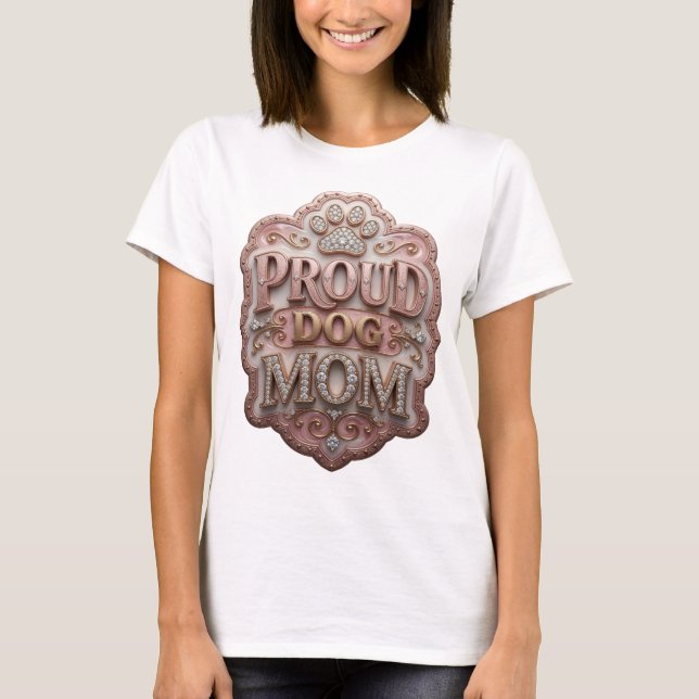 Fängslande guld STOLT HUND MAMMA Statement design T Shirt (Framsida)