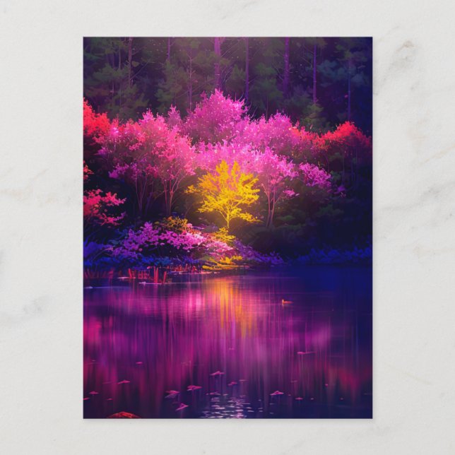 Fängslande gyllene träd på kvällen vykort (Framsida)