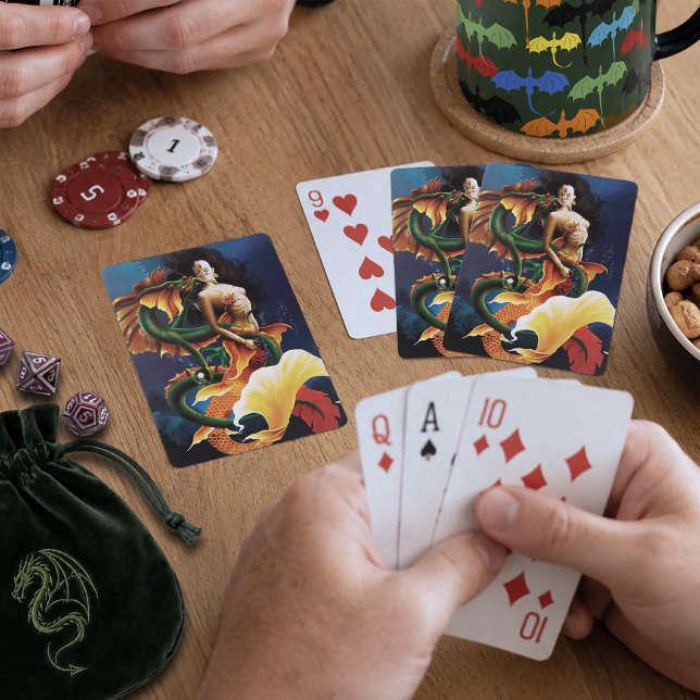 Fängslande Koi-Havfrusnäck Vatten-Drake Fantasy Spelkort (Skapare uppladdad)
